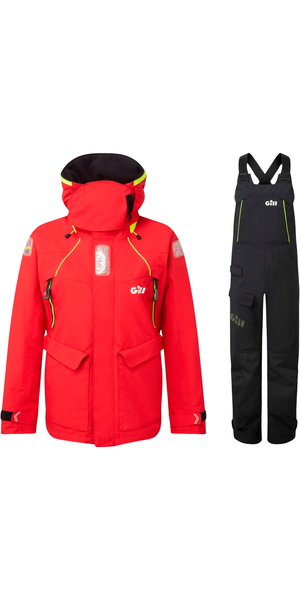 2026 Gill Mujer OS2 Chaqueta Y Pantalón Náuticos Offshore GWOOJATCSRB - Rojo / Black